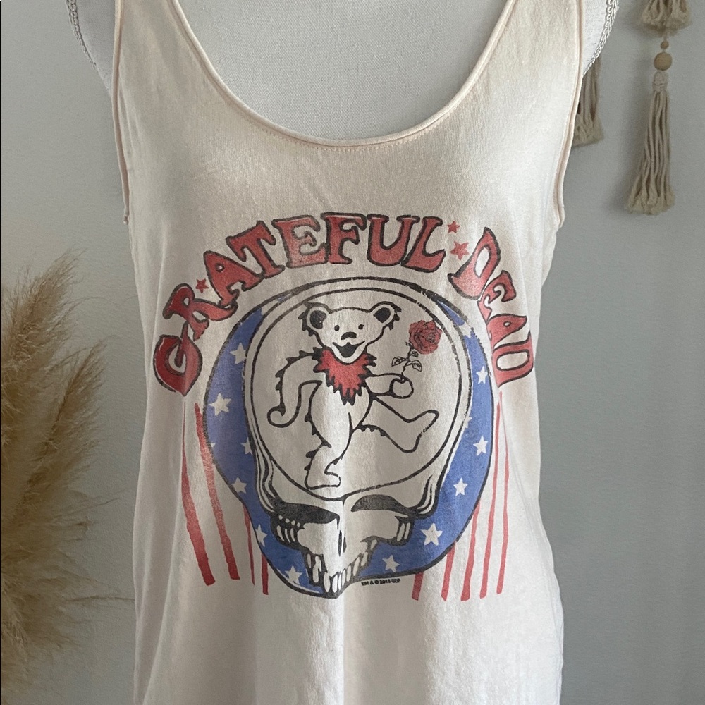 Junk Food Grateful Dead cream tank top scoop neck shirt vintage band tee small - Picture 5 of 16